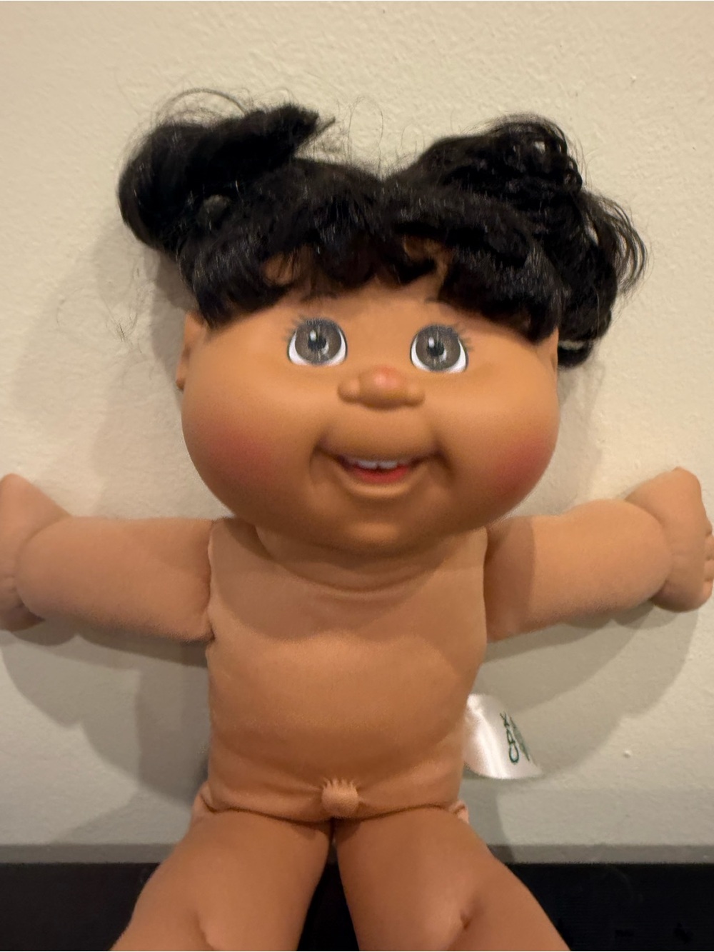 Cabbage Patch Kid black pig tails soft body nude 2015